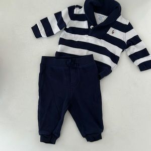 Ralph Lauren Boys' Rugby Stripe Shirt & Jogger Pants Set - Baby Size 6M
